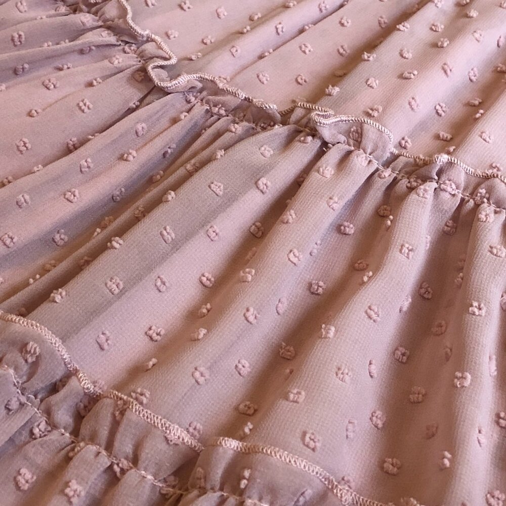 Altar'd State Baby Doll Sleeveless Adjustable Straps Pink Lined Sheer Mini Dress - Picture 4 of 15